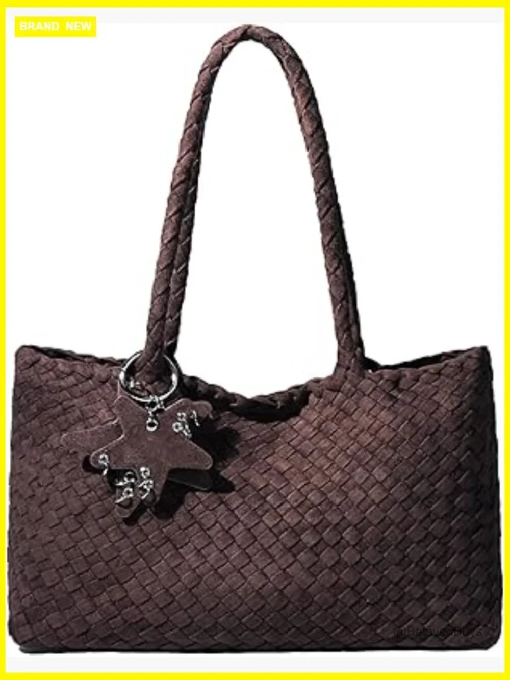 Woven Hobo Bag, Faux Leather Tote for Women, Large Capacity Shoulder Bag with